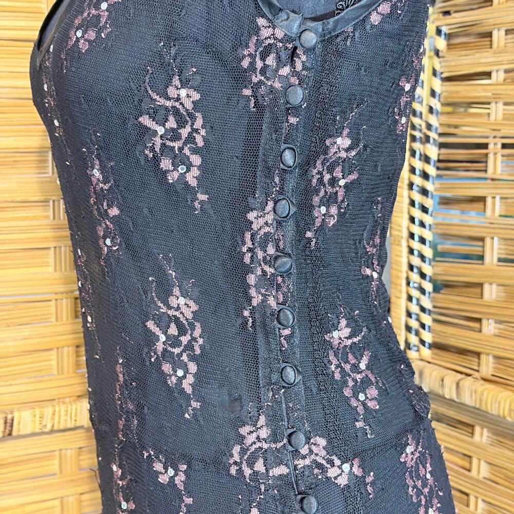 Vintage Wet Seal Black Sheer Lace Slip Dress Y2K Goth Grunge whimsigoth small - Picture 9 of 13